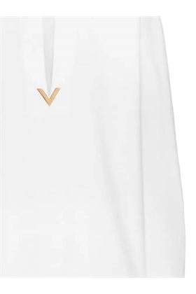 white cotton poplin texture gold-tone logo shirt Valentino PAP | 5B3AE9L65A6001